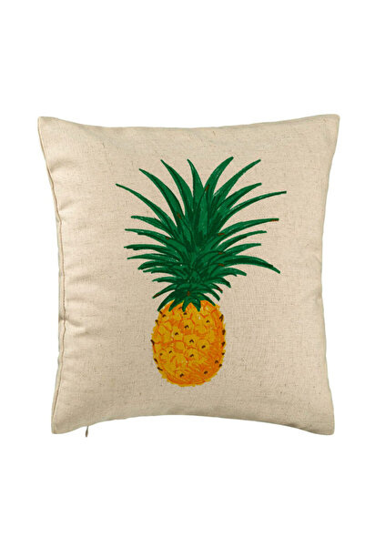 BEKZ Perna Decorativa, Model Ananas, 40x40 cm, Bej, Husa Detasabila, Burduf