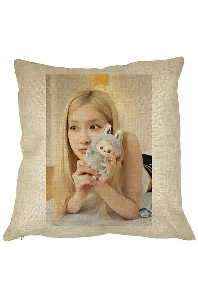 BEKZ Perna Decorativa BlackPink Rose 2, 40×40 cm, Husa Detasabila, Burduf