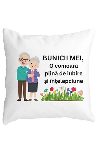 BEKZ Perna Decorativa pentru Bunici 4, 40x40 cm, Alba, Mata, Husa Detasabila, Burduf