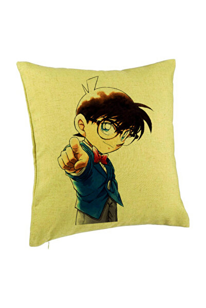 BEKZ Perna Decorativa cu Detective Conan, 40x40 cm, Verde, Husa Detasabila, Burduf