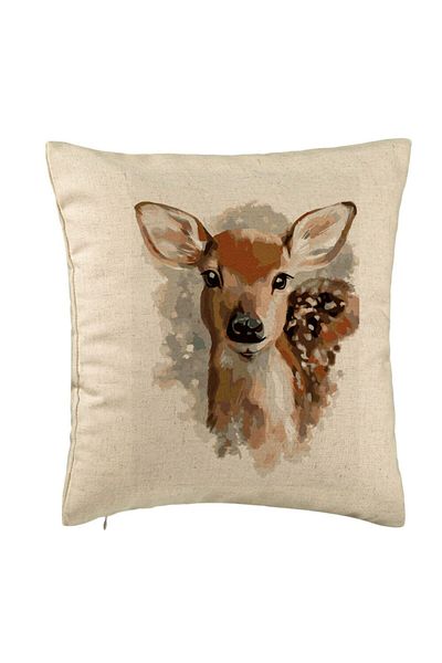 BEKZ Perna Decorativa, Model Caprioara, 40x40 cm, Bej, Husa Detasabila, Burduf