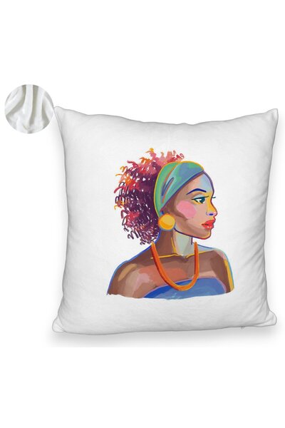 BEKZ Perna Decorativa Fluffy, Model Golden African, 40x40 cm, Alba, Husa Deta...