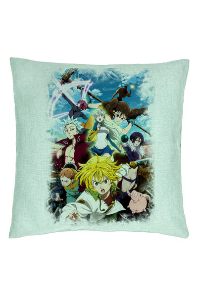 BEKZ Perna Decorativa cu Seven Deadly Sins, 40x40 cm, Verde Menta, Husa Detasabila, Burduf