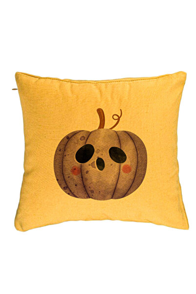 BEKZ Perna Decorativa cu motiv de Halloween 10, 40x40 cm, Galben, Husa Detasa...