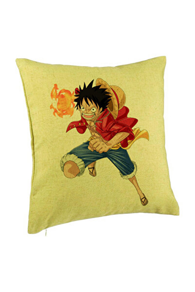 BEKZ Perna Decorativa cu One Piece Luffy, 40x40 cm, Verde, Husa Detasabila, B...