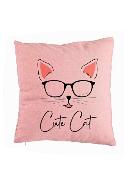BEKZ Față de pernă, model drăguț cu pisică, 40x40 cm, roz