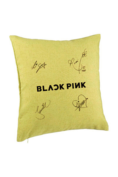 BEKZ Perna Decorativa BlackPink cu Semnaturi, Model 2, 40x40 cm, Verde, Husa ...