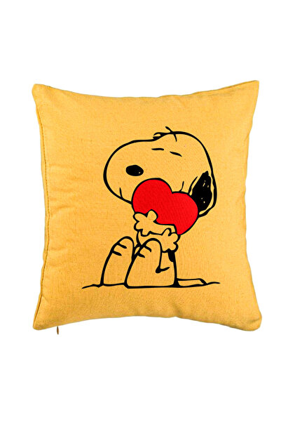 BEKZ Perna Decorativa, Model Doggo Love, 40x40 cm, Galben, Husa Detasabila, B...