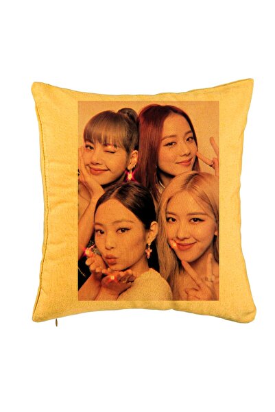 BEKZ Perna Decorativa BlackPink, Model 10, 40x40 cm, Galben, Husa Detasabila,...