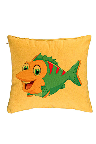 BEKZ Perna Decorativa, Model copii Peste Galbenstru, 40x40 cm, Galben, Husa D...