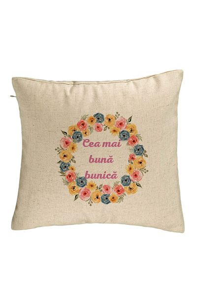 BEKZ Perna Decorativa pentru Bunica 14, 40x40 cm, Bej, Husa Detasabila, Burduf