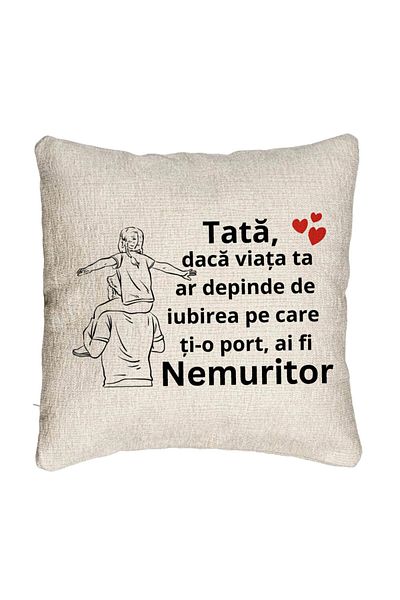 BEKZ Fata de perna Canapeacu Text pentru Tata 8, 40x40 cm, Cu fermoar