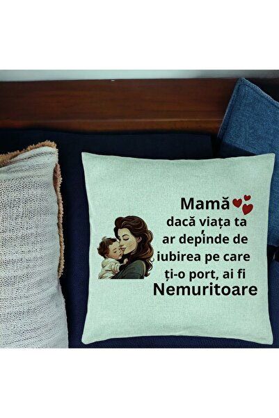 BEKZ Perna Decorativa, Model pentru Mama 8, 40x40 cm, Verde Menta, Husa Detas...
