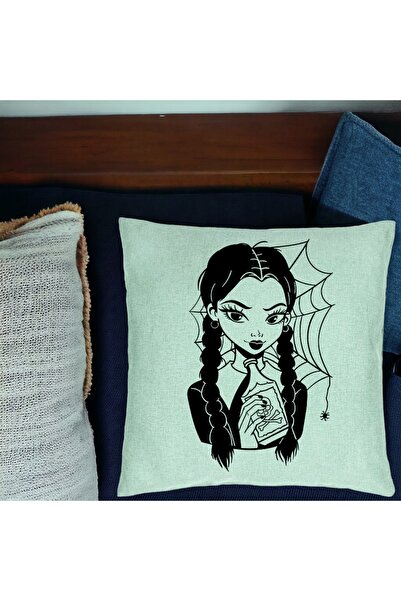 BEKZ Perna Decorativa, Model Wednesday Addams 7, 40x40 cm, Verde Menta, Husa ...