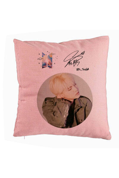 BEKZ Perna Decorativa BTS Jungkook, 40x40 cm, Roz, Husa Detasabila, Burduf