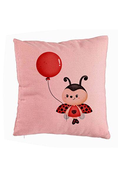 BEKZ Perna Decorativa, Model Buburuza cu Balon, 40x40 cm, Roz, Husa Detasabil...