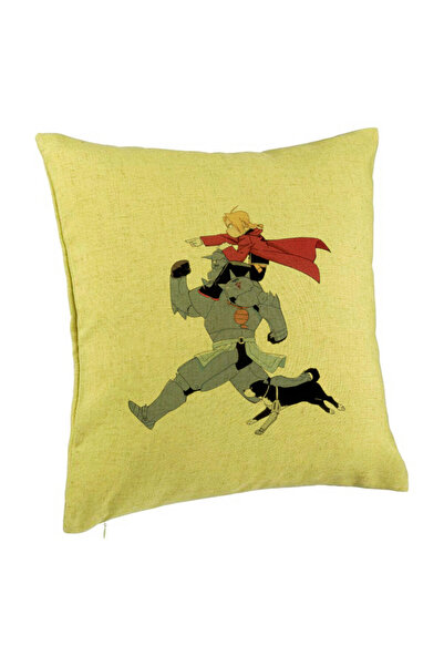 BEKZ Perna Decorativa cu Full Metal Alchemist 2, 40x40 cm, Verde, Husa Detasa...