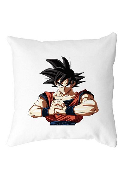 BEKZ Decorative Pillow with Dragonball Goku 2, 40x40 cm, White, Matte, Removable Cover, Bellows