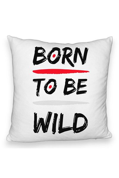 BEKZ Fluffy Decorative Pillow, Born to Be Wild Model, 40x40 cm, White, Removable Cover, Bellows