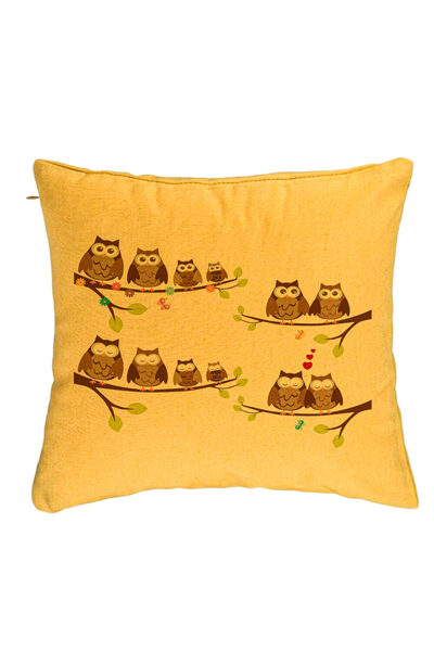 BEKZ Față de pernă, model bufniță, 40x40 cm, galben