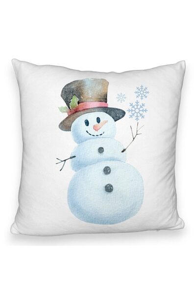 BEKZ Față de pernă pufoasă cu om de zăpadă de Crăciun, 2 buc, 40x40 cm, albă