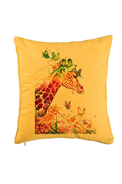 BEKZ Perna Decorativa, Model Girafa Multicolor, 40x40 cm, Galben, Husa Detasa...