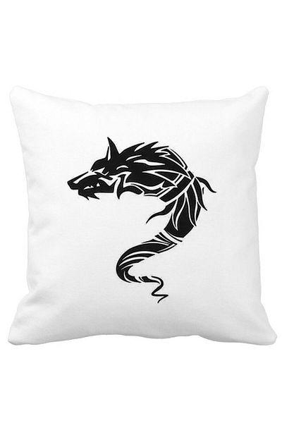 BEKZ Dacian Wolf Square Pillowcase, 40x40 Cm, White, Matte