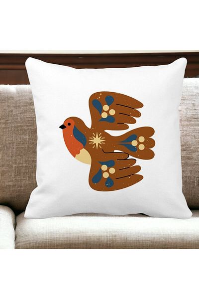 BEKZ Square Bird Pillowcase, 40x40 Cm, White, Matte