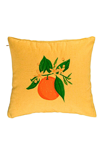BEKZ Perna Decorativa, Model Portocala, 40x40 cm, Galben, Husa Detasabila, Bu...