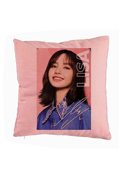 BEKZ Perna Decorativa BlackPink Lisa 2, 40x40 cm, Roz, Husa Detasabila, Burduf