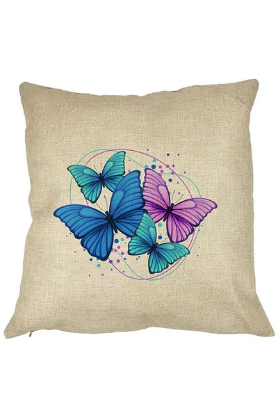 BEKZ Perna Decorativa, Colorful Butterflies, 40x40 cm, Husa Detasabila, Burduf