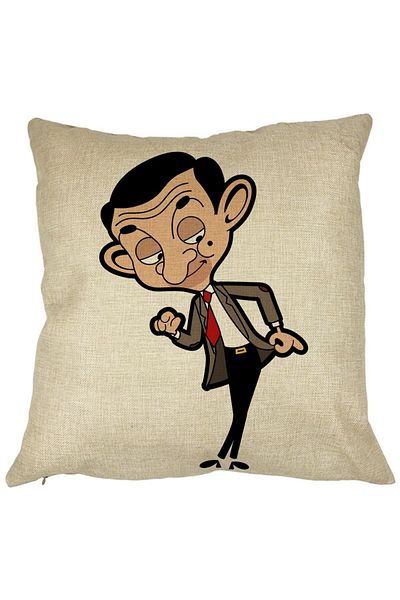 BEKZ Perna Decorativa Patrata Mr Bean, 40x40 cm, Husa Detasabila, Burduf