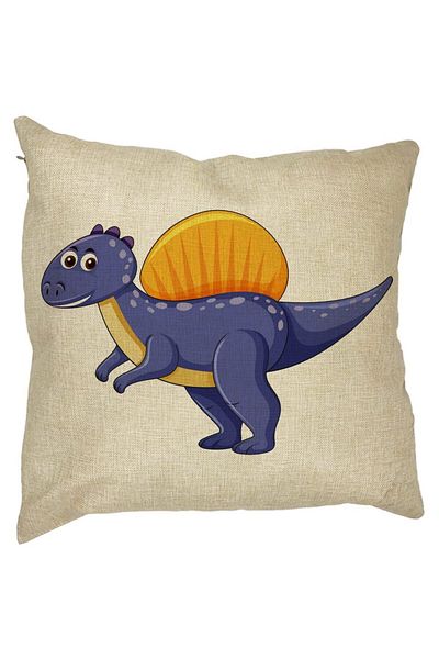 BEKZ Perna Decorativa Patrata copii Dinozaur Mov inchis, 40x40 cm, Husa Detasabila, Burduf