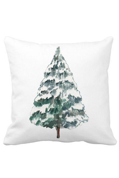 BEKZ Christmas Themed Pillowcase, Fir Tree 2, 40x40 Cm, White, Matte