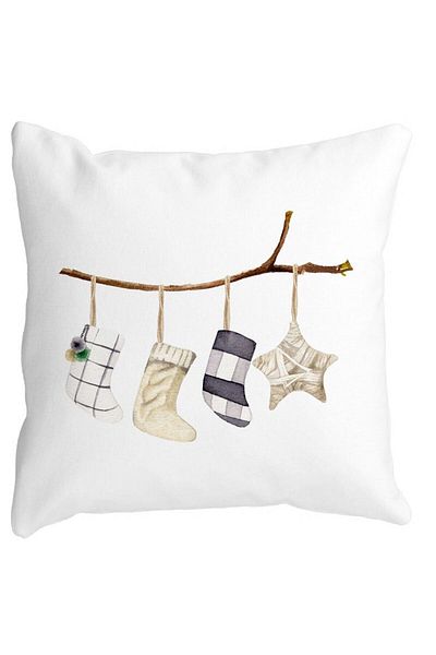 BEKZ Christmas Themed Decorative Pillow, 10, 40x40 cm, White, Matte, Removable Cover, Bellows