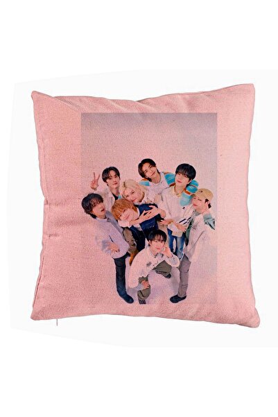 BEKZ Perna Decorativa, Stray Kids 8, 40x40 cm, Roz, Husa Detasabila, Burduf