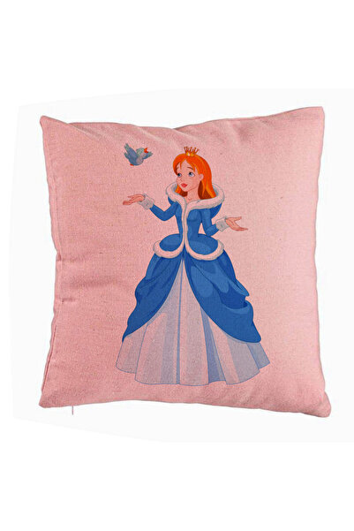 BEKZ Perna Decorativa, Model Printesa si Paserea, 40x40 cm, Roz, Husa Detasab...
