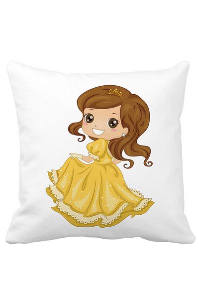 BEKZ Square Pillowcase Princess With Crown, 40x40 Cm, White, Matte