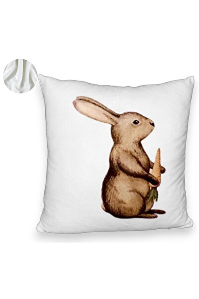BEKZ Perna Decorativa Fluffy, Model Iepuras, 40x40 cm, Alba, Husa Detasabila,...