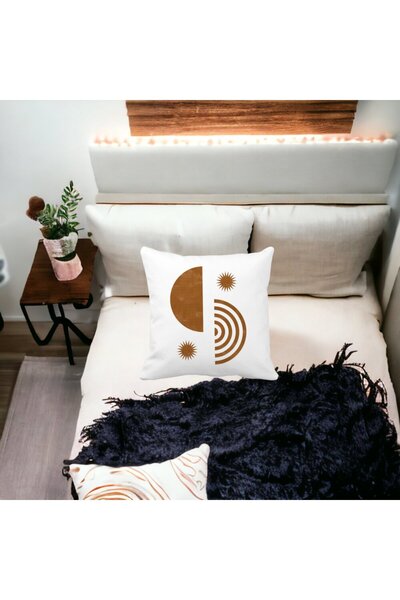 BEKZ Perna Decorativa Abstracta 8,40x40 cm, Alba, Mata, Husa Detasabila, Burduf