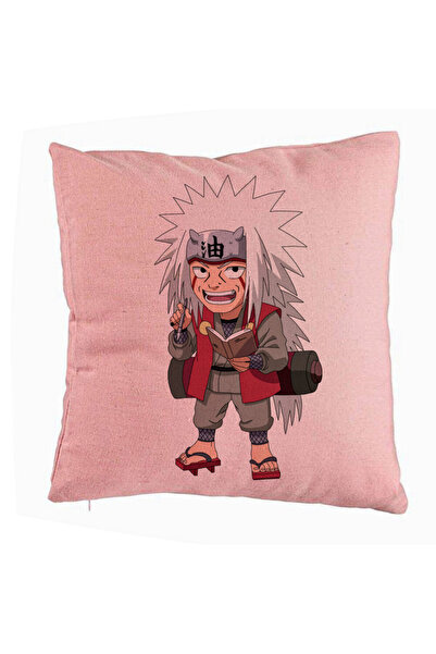 BEKZ Perna Decorativa cu Naruto Jiraiya, 40x40 cm, Roz, Husa Detasabila, Burduf