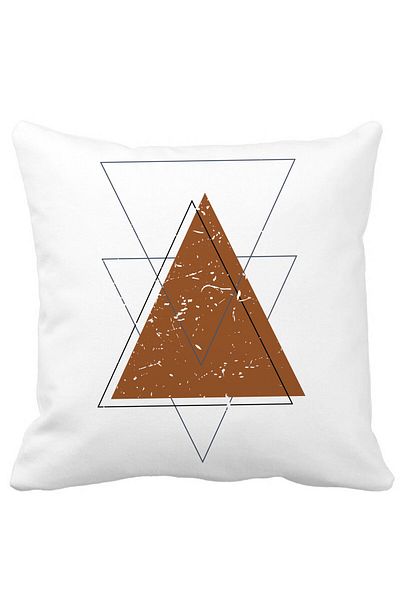 BEKZ Perna Decorativa Abstracta Forme Geometrice, 40x40 cm, Alba, Mata, Husa Detasabila, Burduf