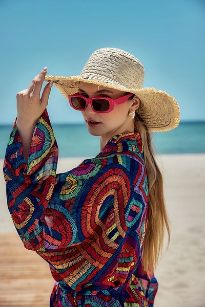Remsa Mayo Straw Hat Beach Hat with Tassel Edges and Embroidery Detail Rş-2112 Bej02