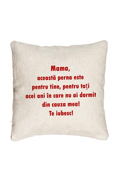 BEKZ Fata de perna Canapea, Model Pentru Mama Te iubesc 3, 40x40 cm, Cu fermoar