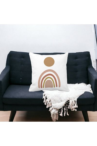 BEKZ Perna Decorativa Abstracta 3,40x40 cm, Alba, Mata, Husa Detasabila, Burduf