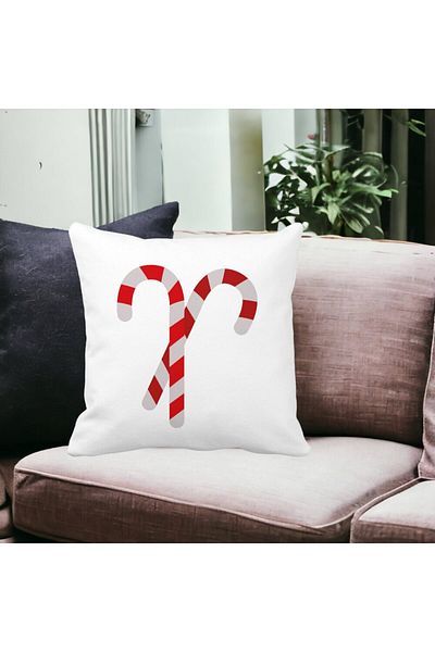 BEKZ Christmas Themed Pillowcase, Lollipops, 40x40 Cm, White, Matte