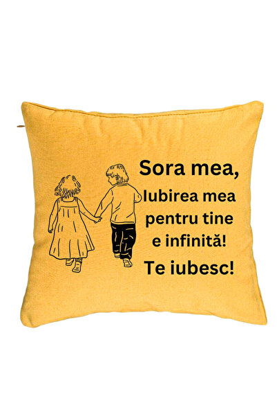BEKZ Perna Decorativa Sora mea 17, 40x40 cm, Galben, Husa Detasabila, Burduf