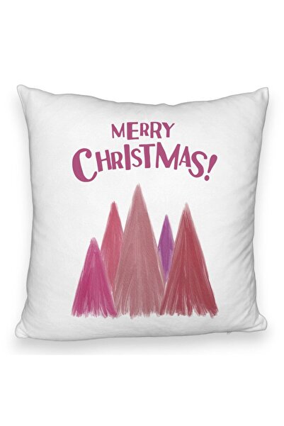 BEKZ Пухкава коледна калъфка за възглавница с цветни елхи и текст, 40x40 см, ...