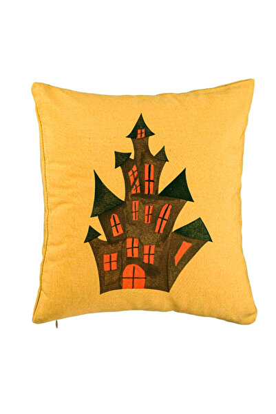 BEKZ Față de pernă cu motiv de Halloween 6, 40x40 cm, galbenă