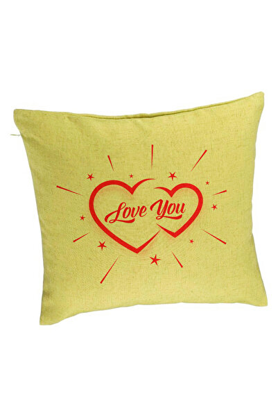 BEKZ Perna Decorativa, Model Love You, 40x40 cm, Verde, Husa Detasabila, Burduf